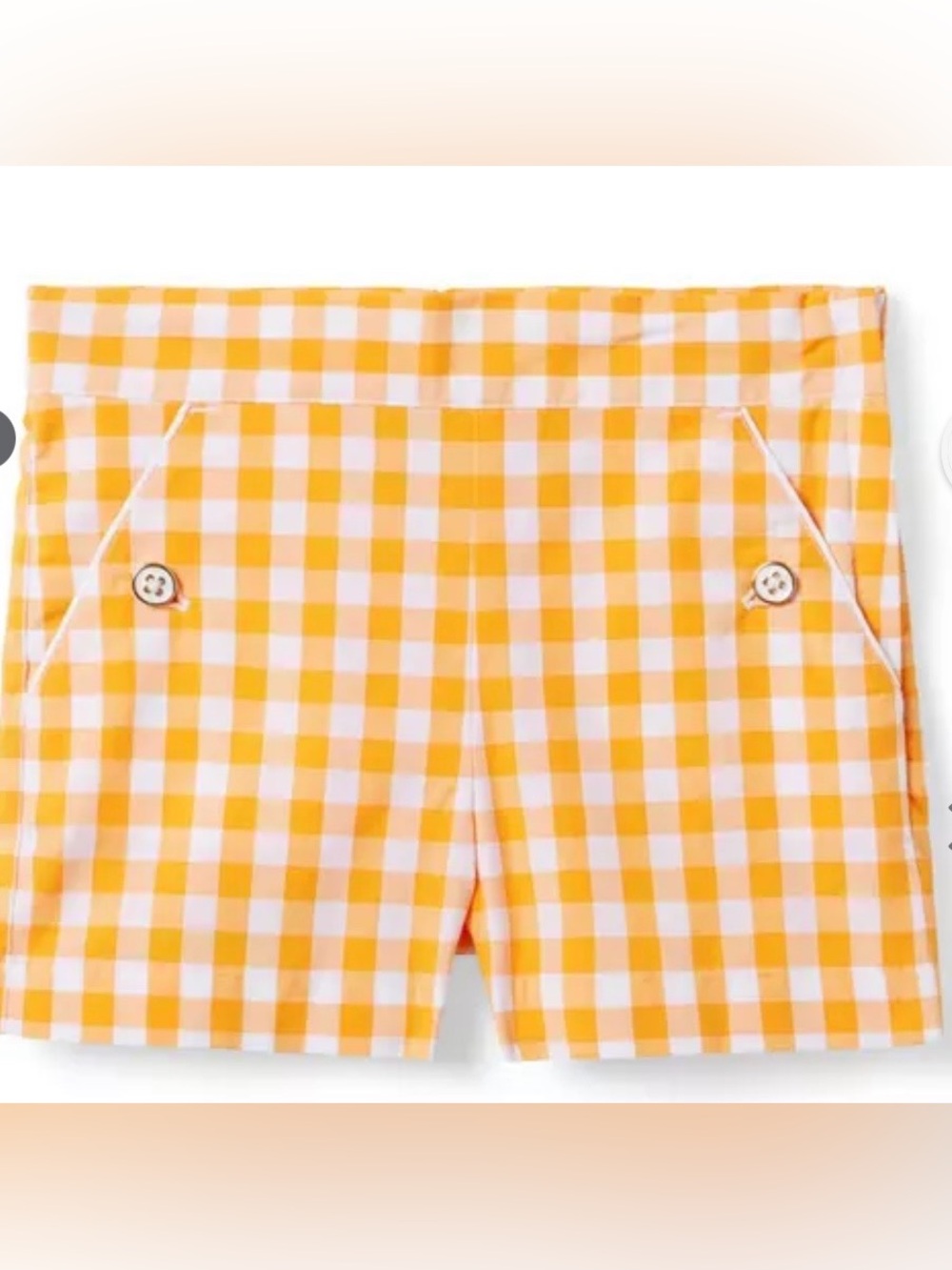 Girls Janie and Jack Orange and White Gingham Pull-On Shorts